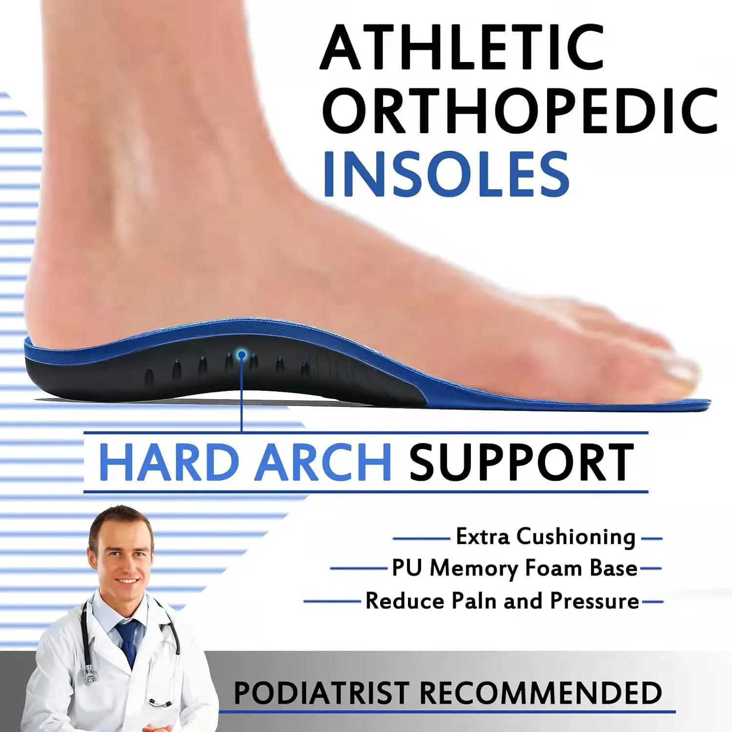 Plantar Fasciitis Insoles, High Arch Support Shoe Inserts Men Women, Orthotics Gel Running Insoles for Flat Feet - Arch Pain - Pronation - Metatarsalgia Pain Relief Heavy Duty Support(Trim to Fit)