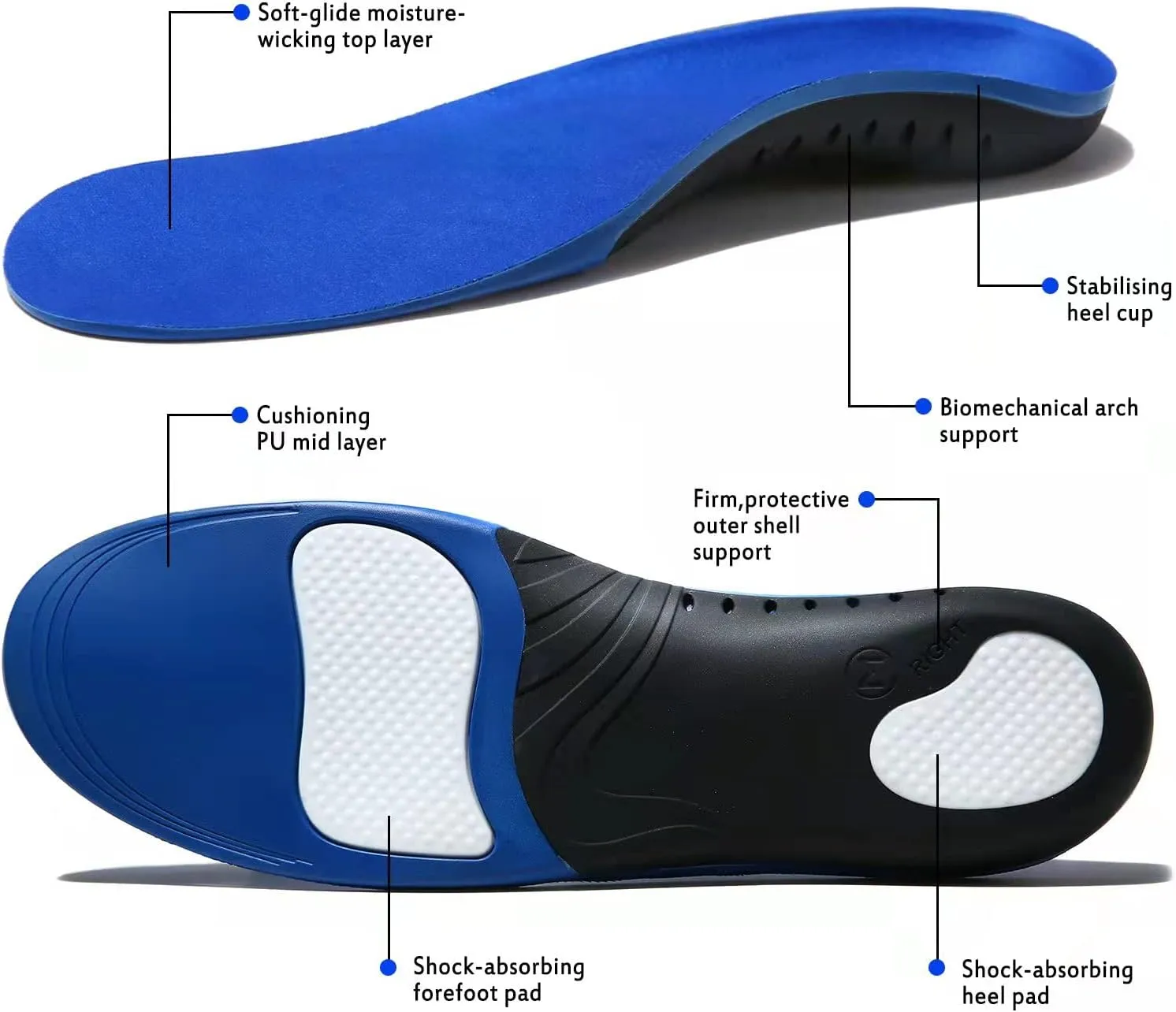 Plantar Fasciitis Insoles, High Arch Support Shoe Inserts Men Women, Orthotics Gel Running Insoles for Flat Feet - Arch Pain - Pronation - Metatarsalgia Pain Relief Heavy Duty Support(Trim to Fit)