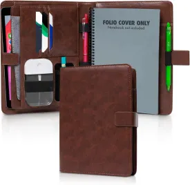 Premium Folio Cover Compatible with Rocketbook, Hobonichi Cousin, Stalogy and Midori MD Planners - Fits 8.5x11 Smart Notebook - Executive Size A4 Portfolio Organizer - Faux Leather Planner Covers
