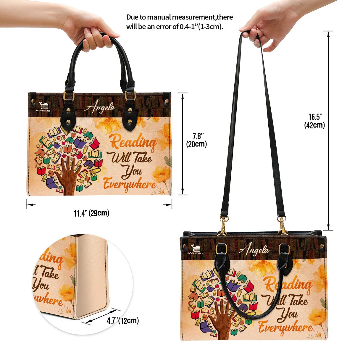 Reading Will Take You Everywhere Leather Handbag Book Lovers Gift LHB70