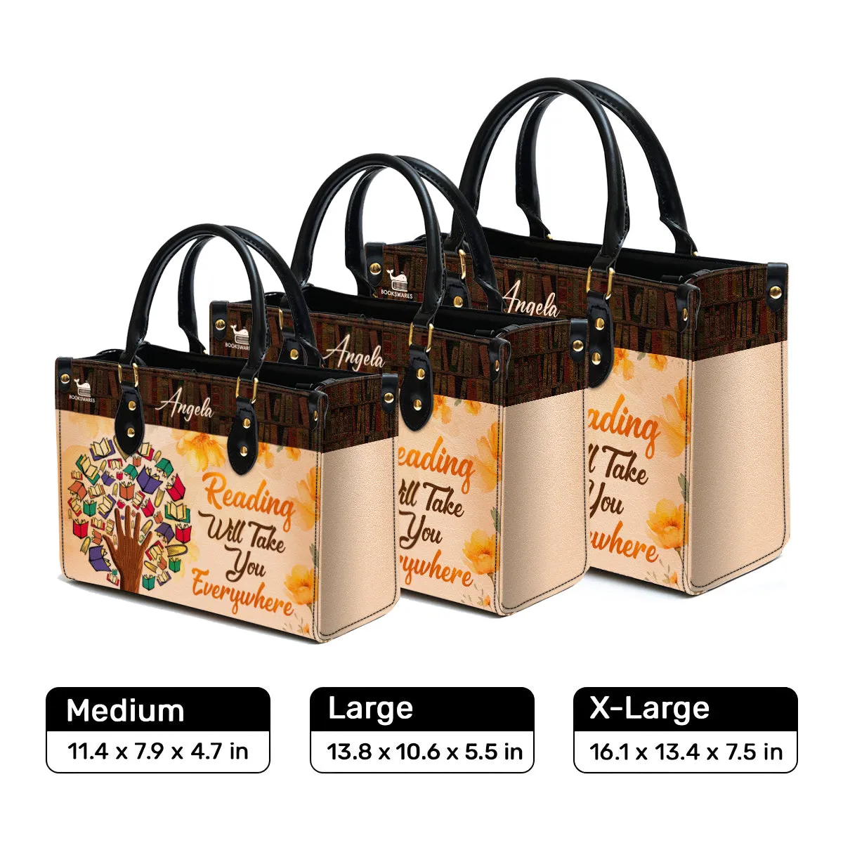 Reading Will Take You Everywhere Leather Handbag Book Lovers Gift LHB70