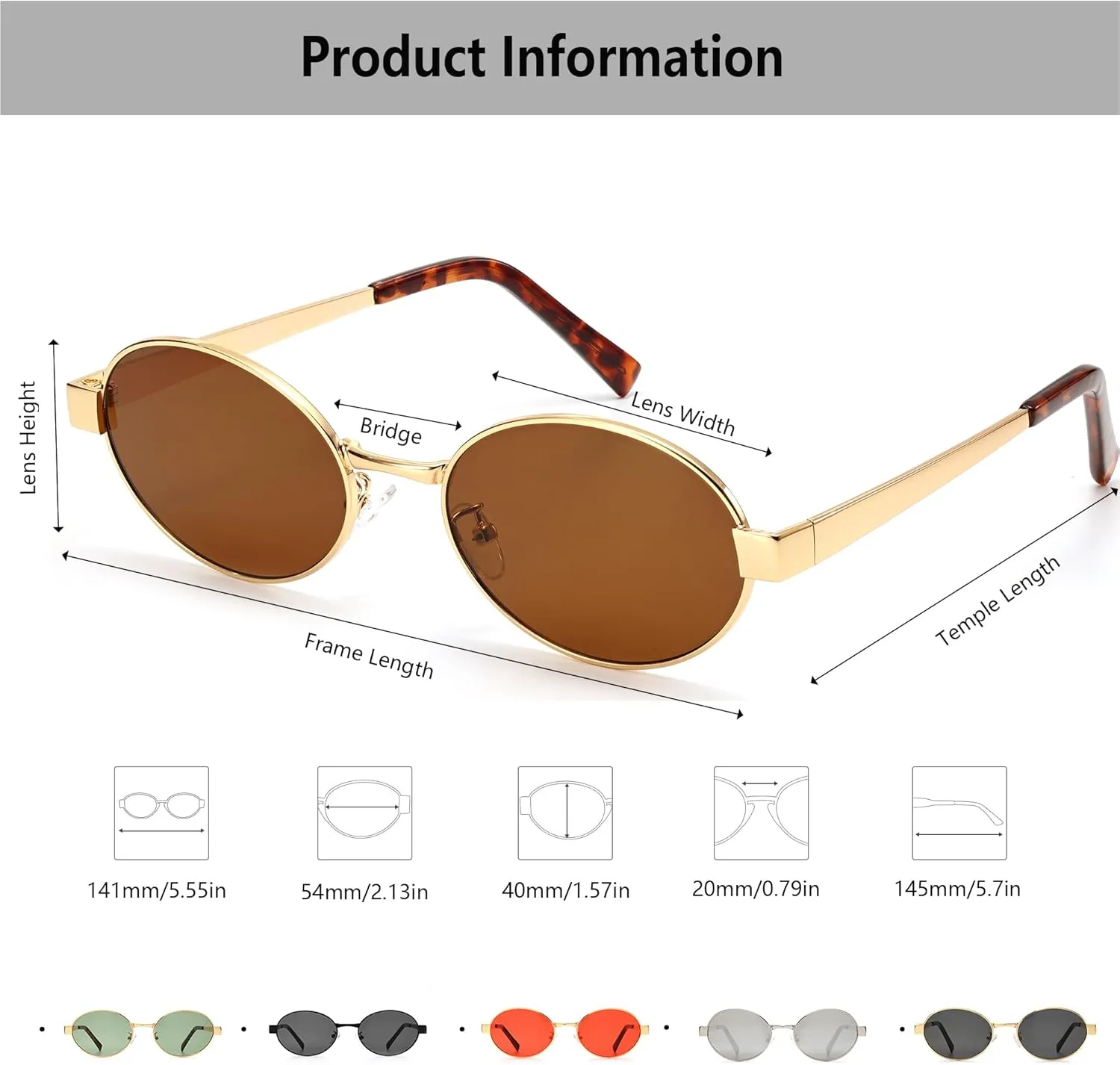 Retro Oval Sunglasses for Women Men Small Shade UV400 Protection Trendy Style