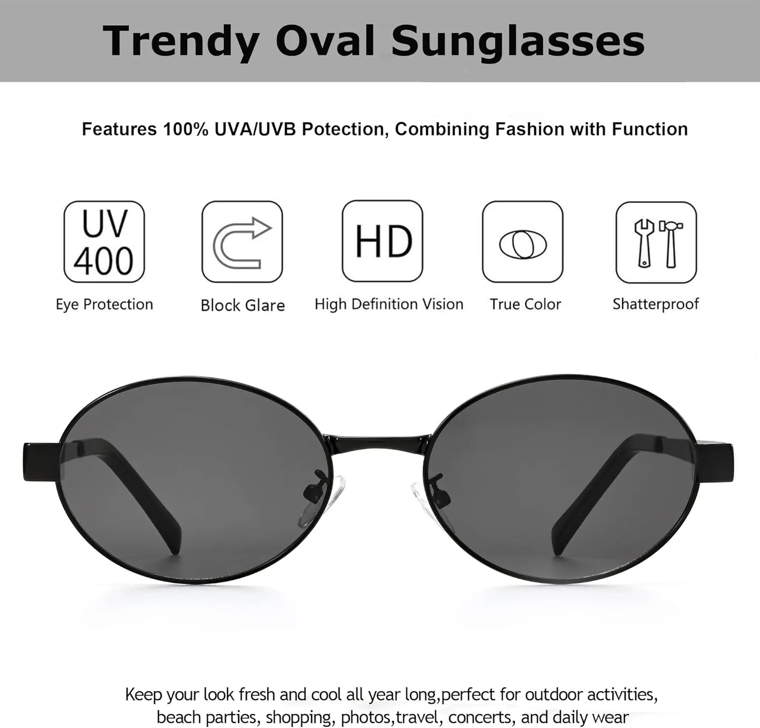 Retro Oval Sunglasses for Women Men Small Shade UV400 Protection Trendy Style