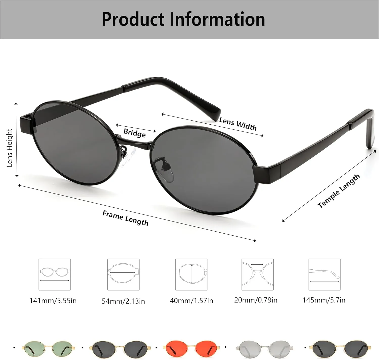 Retro Oval Sunglasses for Women Men Small Shade UV400 Protection Trendy Style