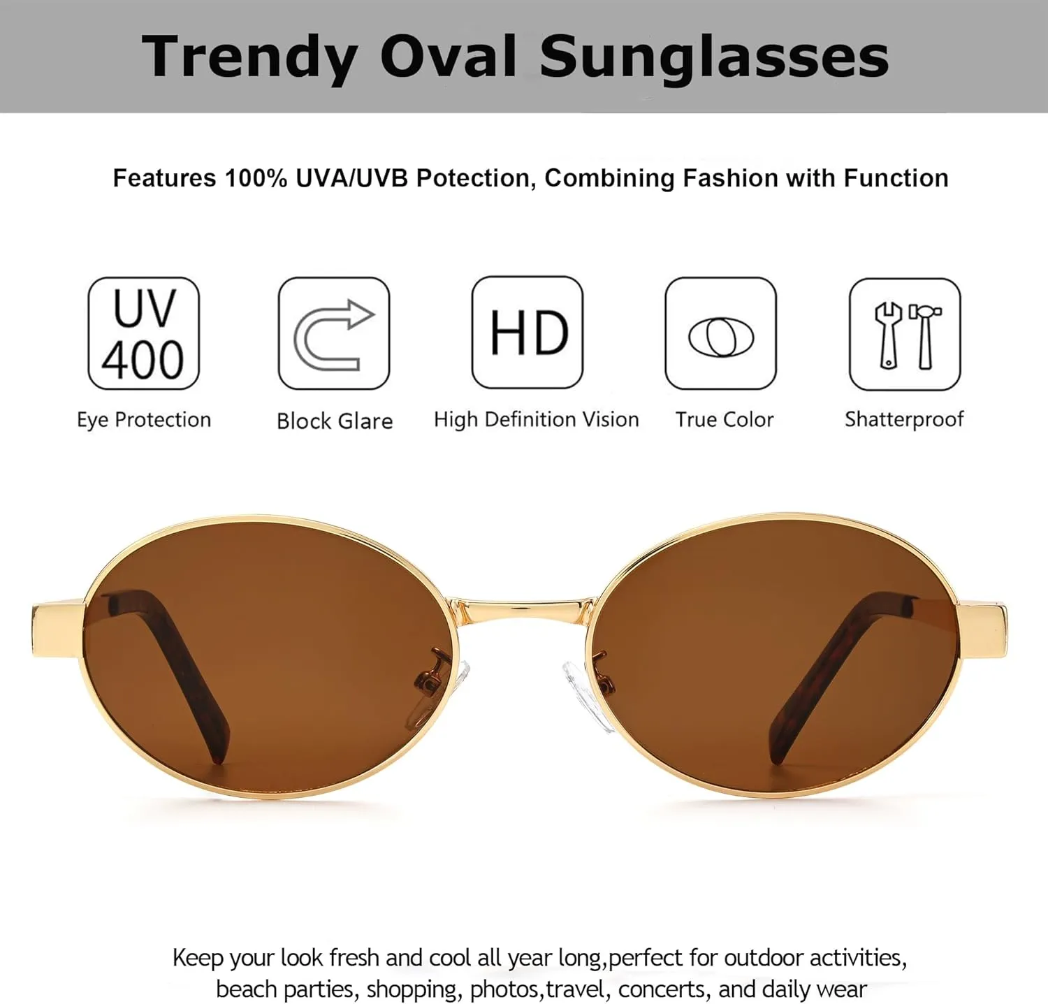 Retro Oval Sunglasses for Women Men Small Shade UV400 Protection Trendy Style