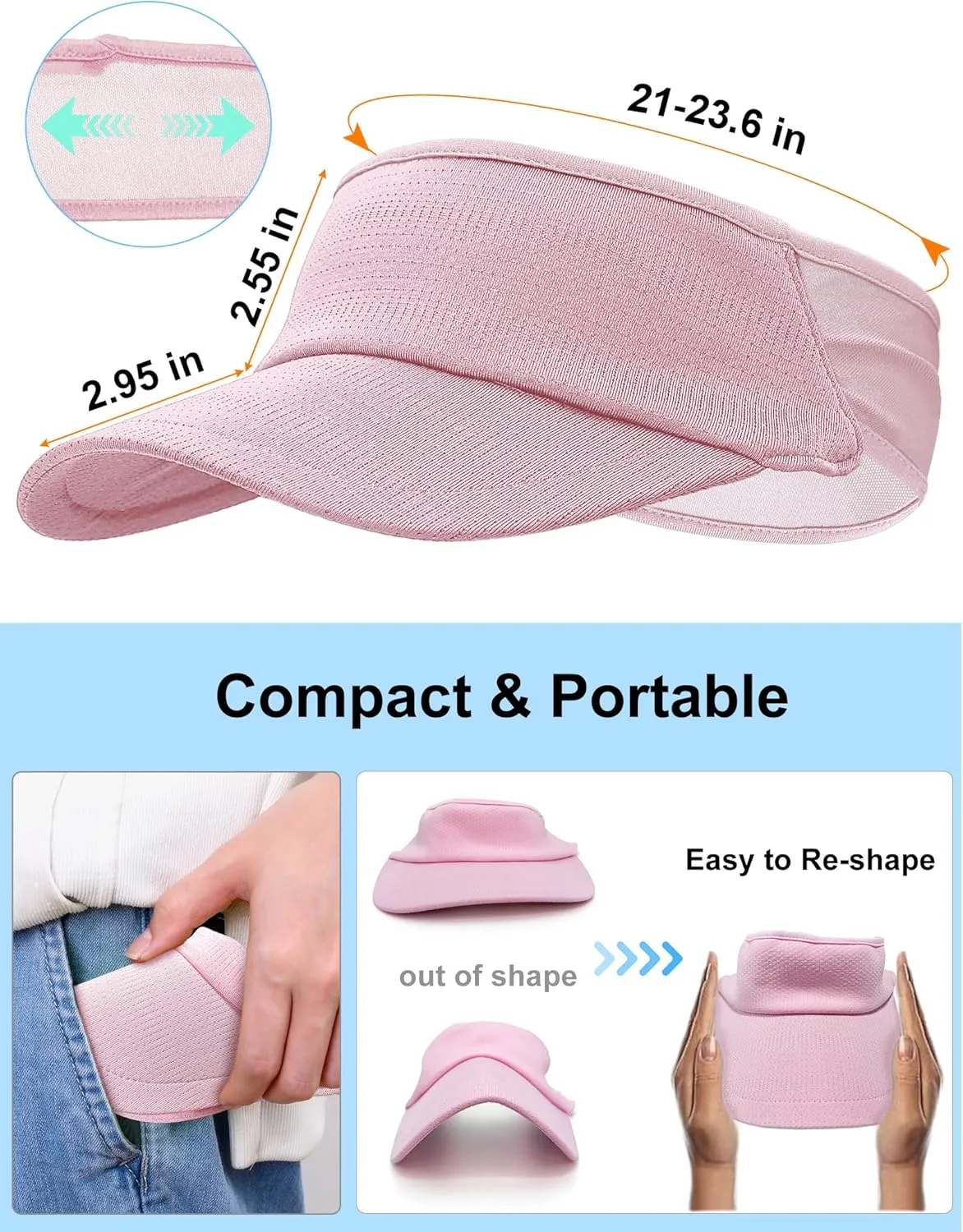 Sport Sun-Visor Hat Men Women Summer UV Protection, Lightweight Cooling Golf Running Tennis Sweat-Band Cap