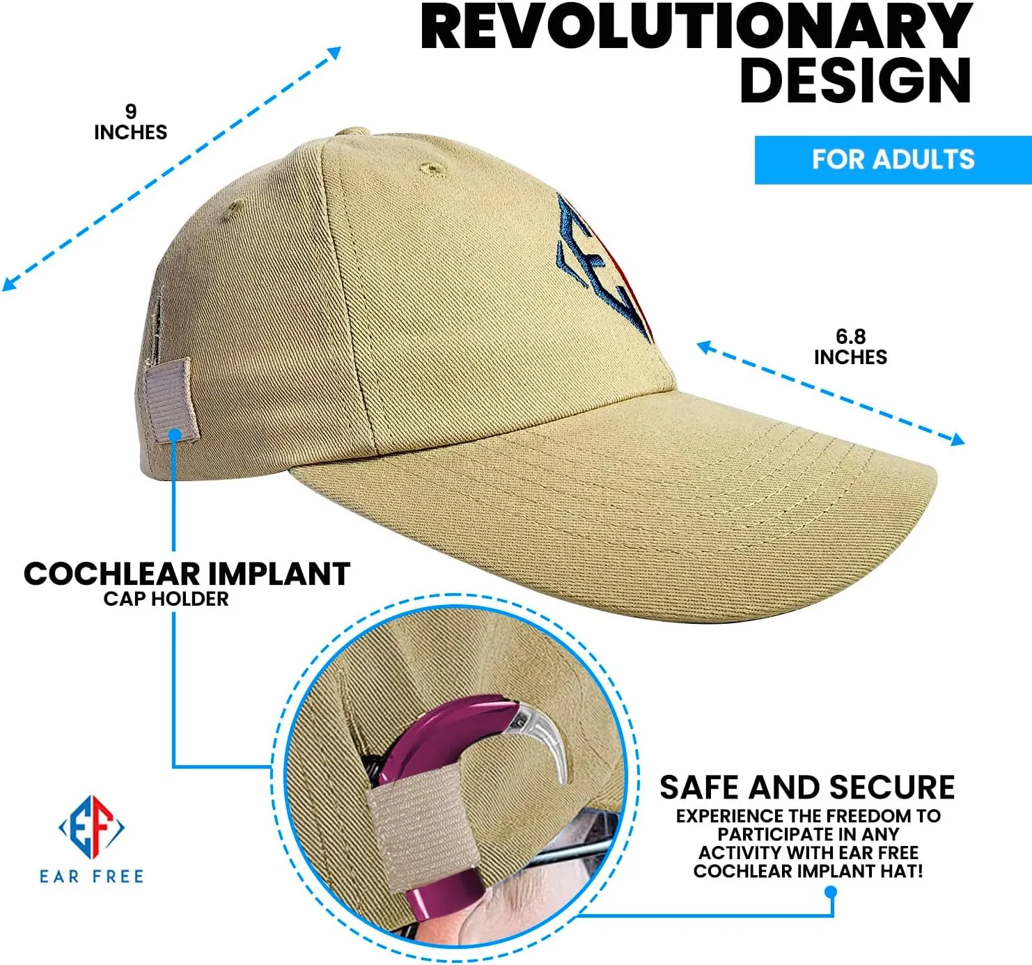 Stylish Cochlear Implant Men and Womens | Hat for Sports or Any Activity Durable Cochlear Implant Hat for Adult