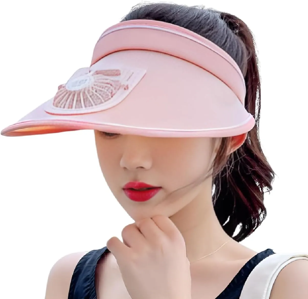 Sun Visor Hat with USB Fan, Summer Empty Top 3 Temp Settings Beach Cooling Anti UV Adjustable Fishing Hiking Cycling Cap