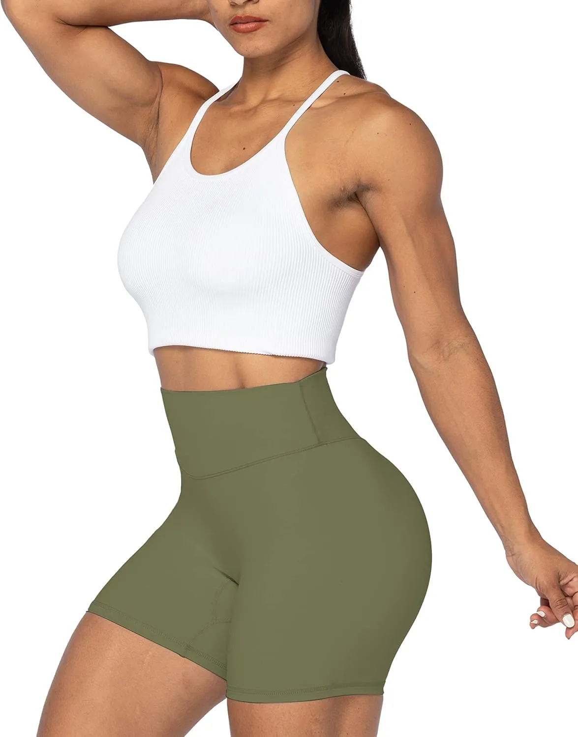 Sunzel No Front Seam High Waist Biker Shorts for Women, Squat Proof Yoga Workout Gym Bike Shorts