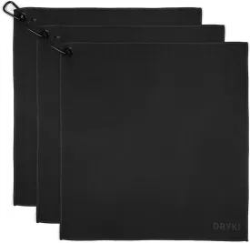 Sweat Absorbing Handkerchiefs - The Original Quick-Dry Microfiber Sweat Rags & Towels for Face, Hands, & Body - Perfect for Gym, Sports, and Work (Black: Large Size, 3 Pack)