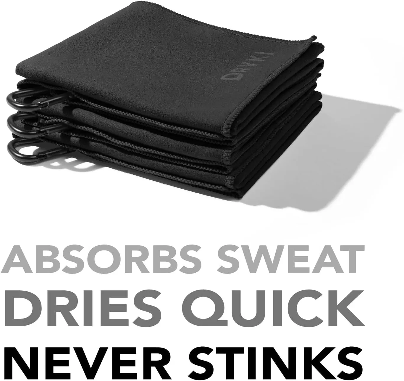 Sweat Absorbing Handkerchiefs - The Original Quick-Dry Microfiber Sweat Rags & Towels for Face, Hands, & Body - Perfect for Gym, Sports, and Work (Black: Large Size, 3 Pack)