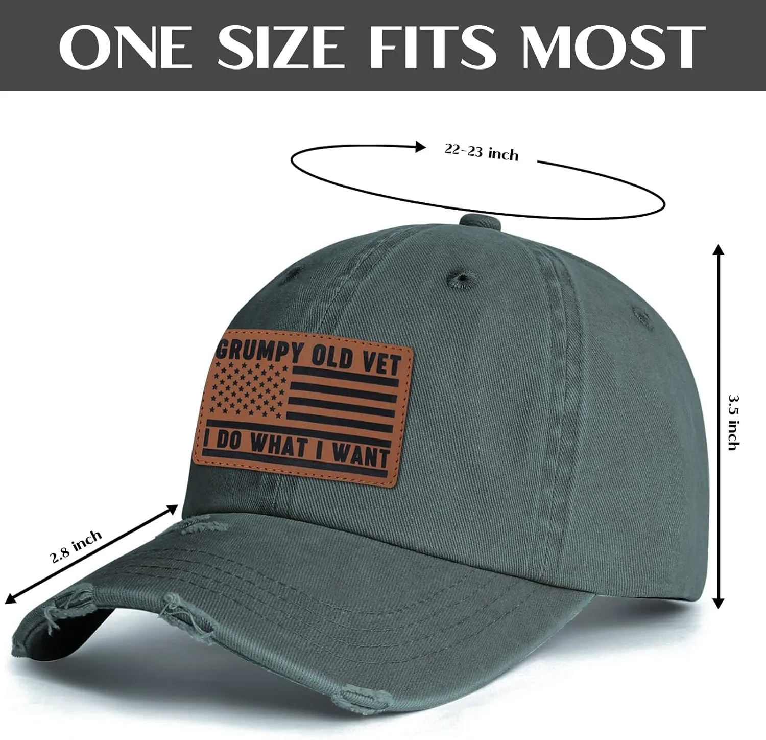 Unisex Adjustable Patriotic Veterans Baseball Cap Veteran Hats, Birthday, Father's Day and Veterans Day Gift for Men