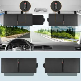Veharvim 2 Pack Polarized Sun Visor Extender/ Extension with PC Lens and Side Sunshade, Anti-Glare, UV-Filtering for Car with Zipper Slider (Driver   Passenger Side), Upgraded UV400