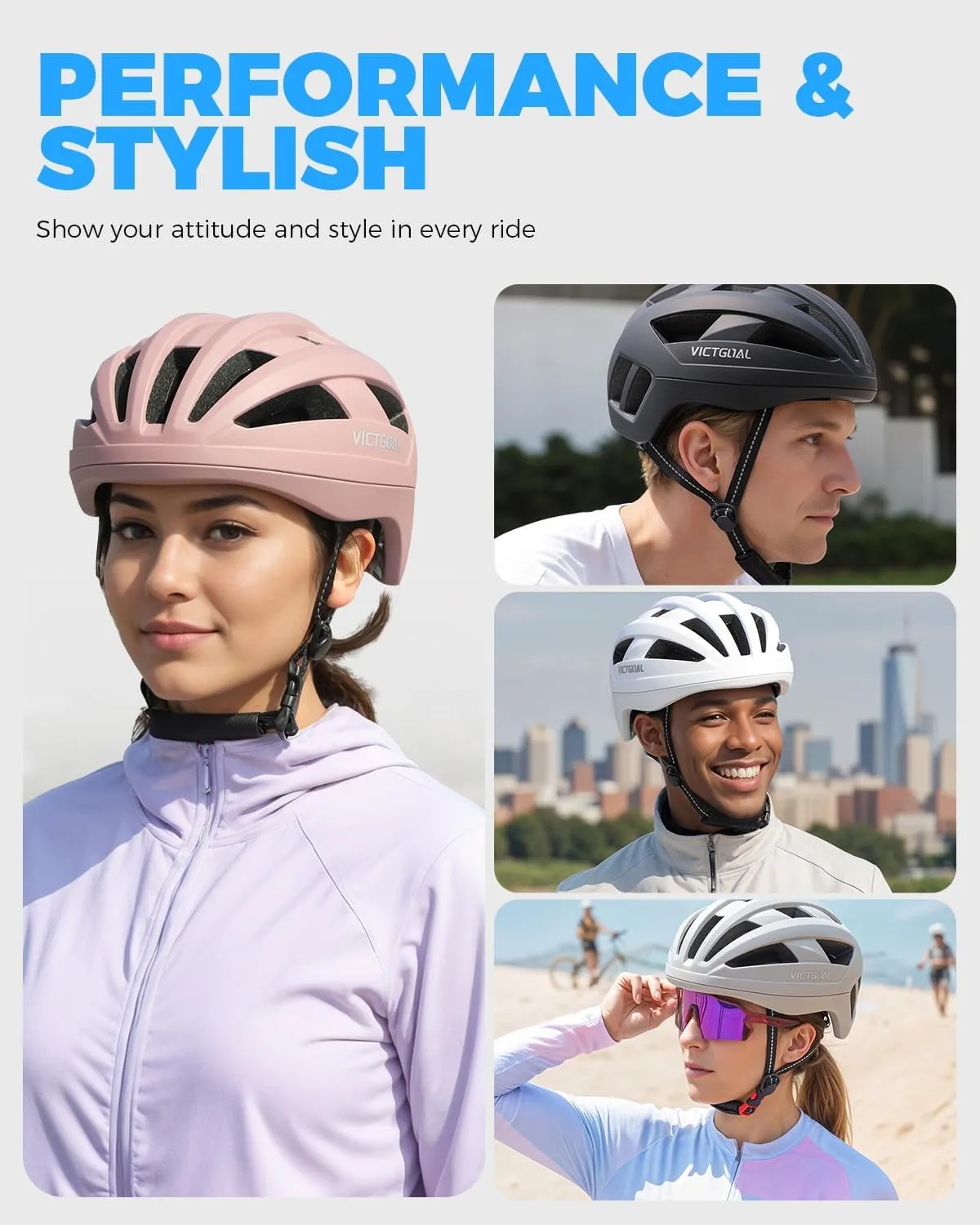 VICTGOAL Road Bike Helmet for Adult Men Women Lightweight Bicycle Helmet Adjustable Fit Breathable Mountain Bike Cycling Helmet