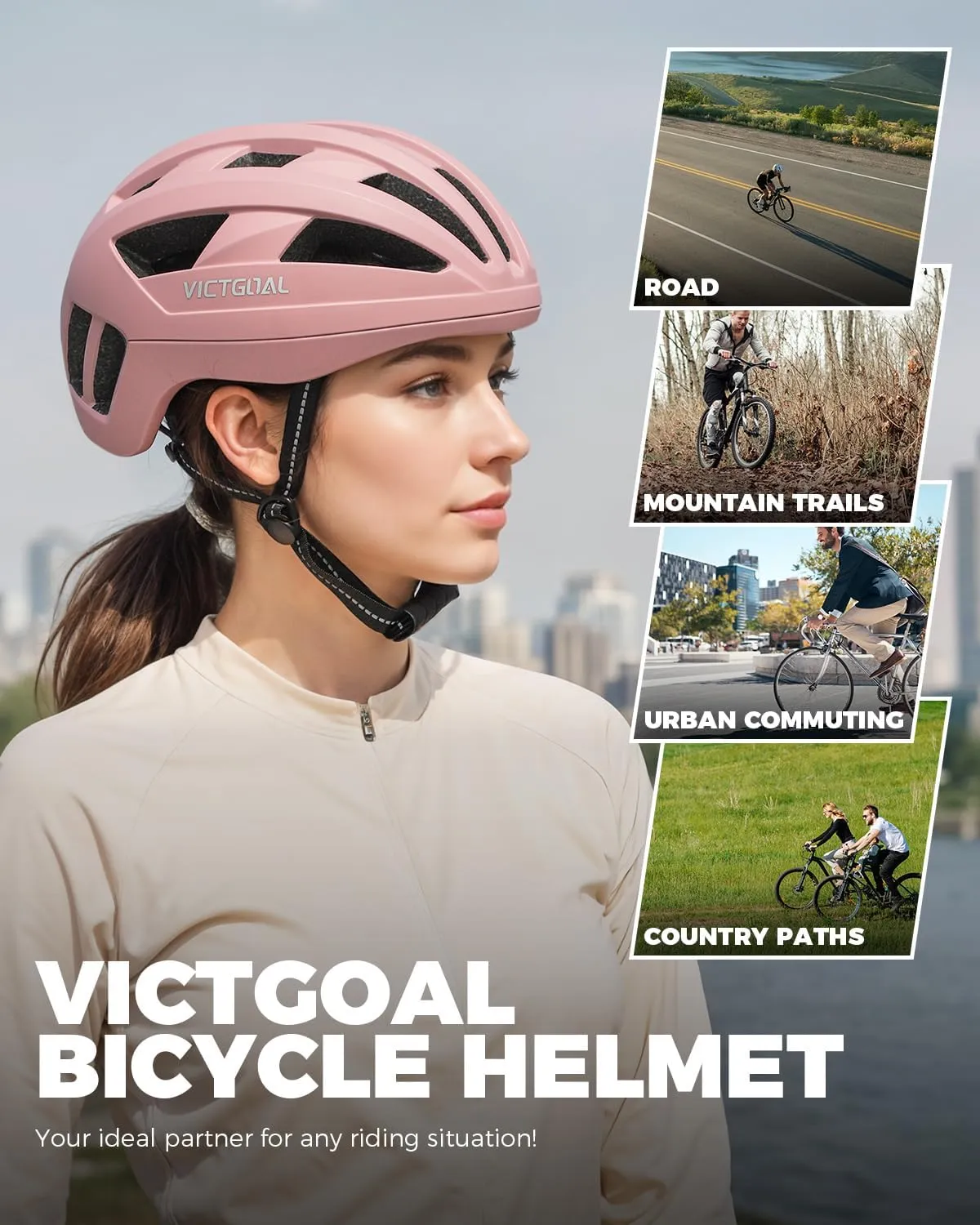 VICTGOAL Road Bike Helmet for Adult Men Women Lightweight Bicycle Helmet Adjustable Fit Breathable Mountain Bike Cycling Helmet