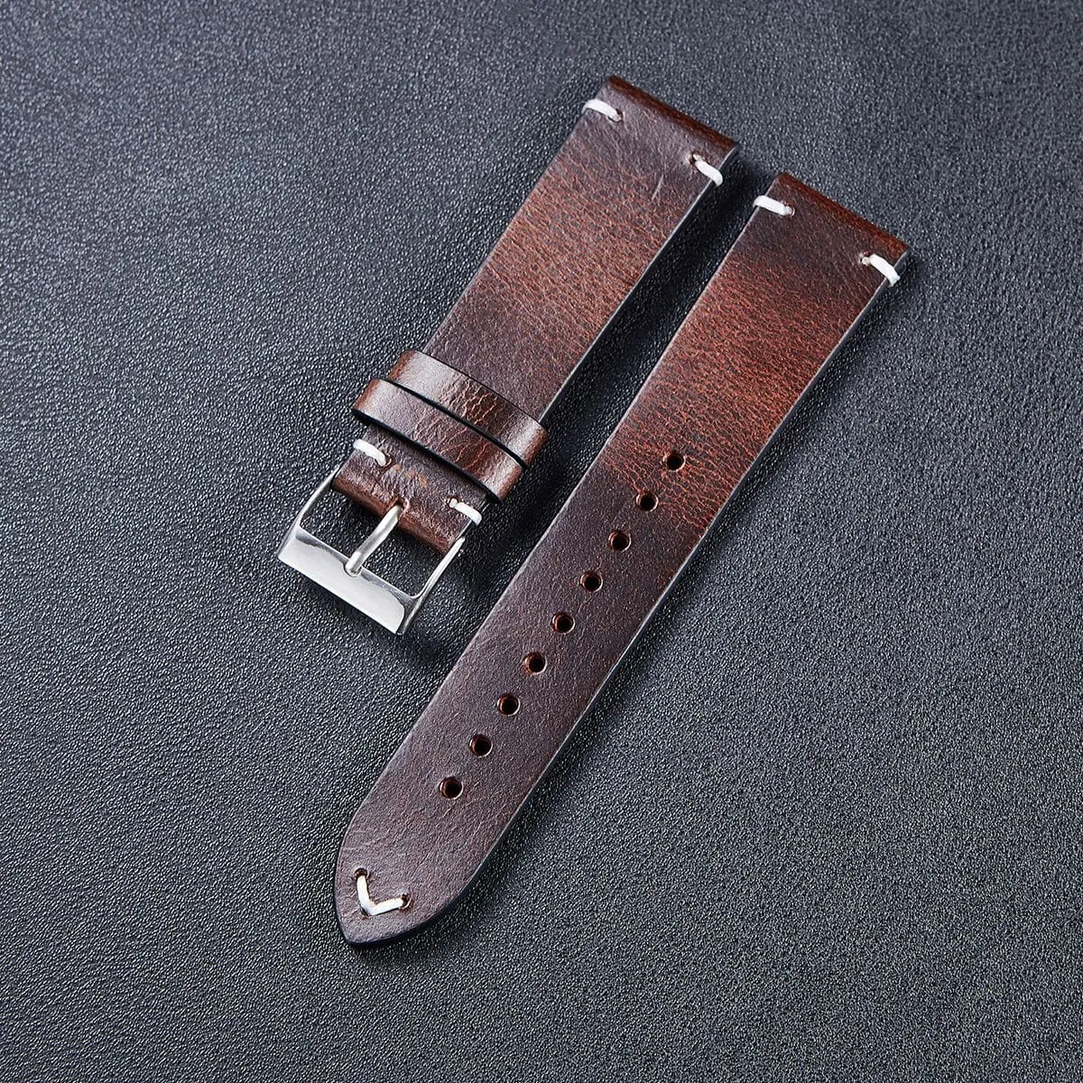 Vintage Oiled Leather Watch Straps Compatible with the Garmin Active S