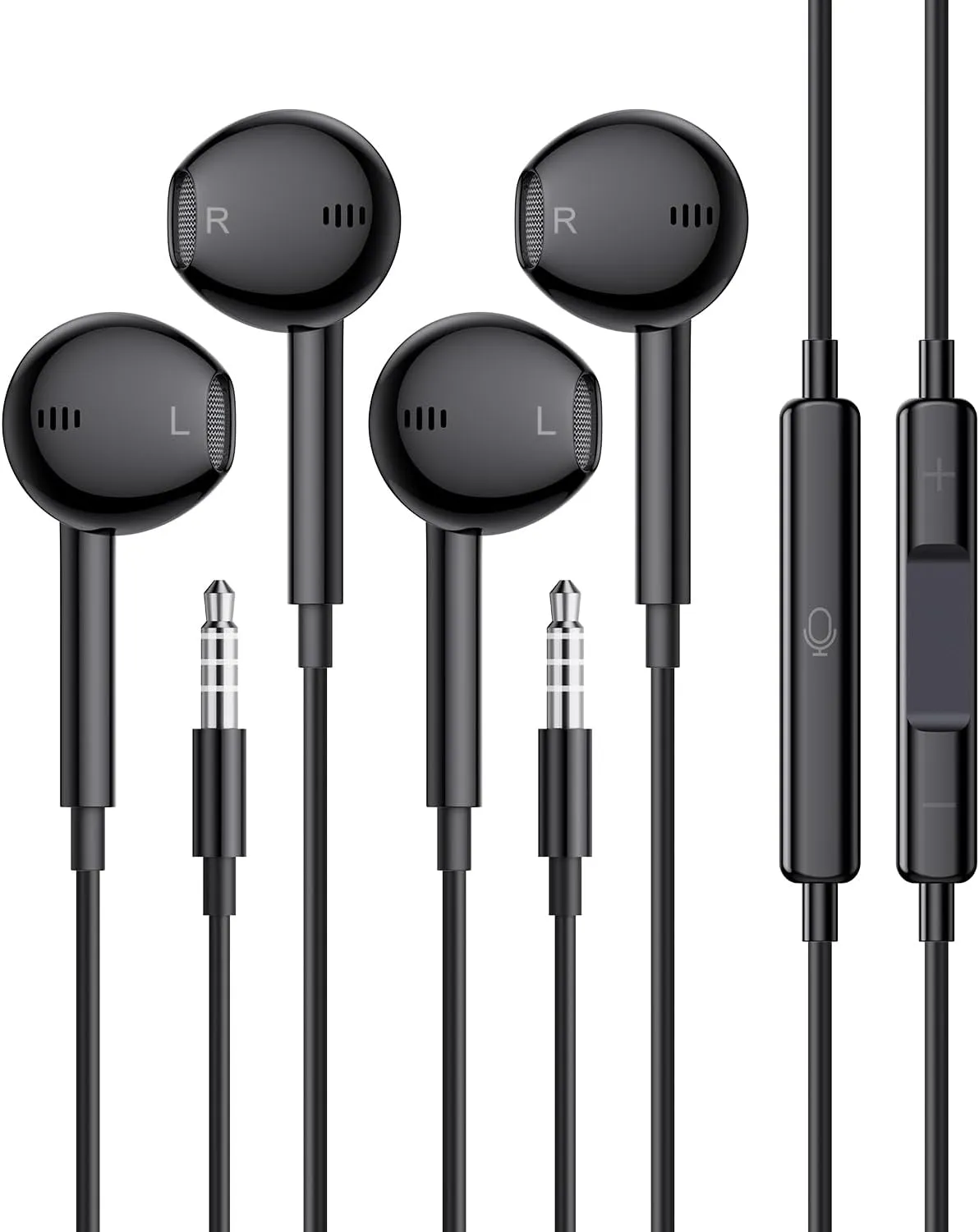 Wired Earbuds, 2 Pack 3.5mm Headphones with Microphone Clear Call HiFi Stereo Volume Control Earphones for iPhone iPad Samsung Kindle Switch MP3/4 (Black)