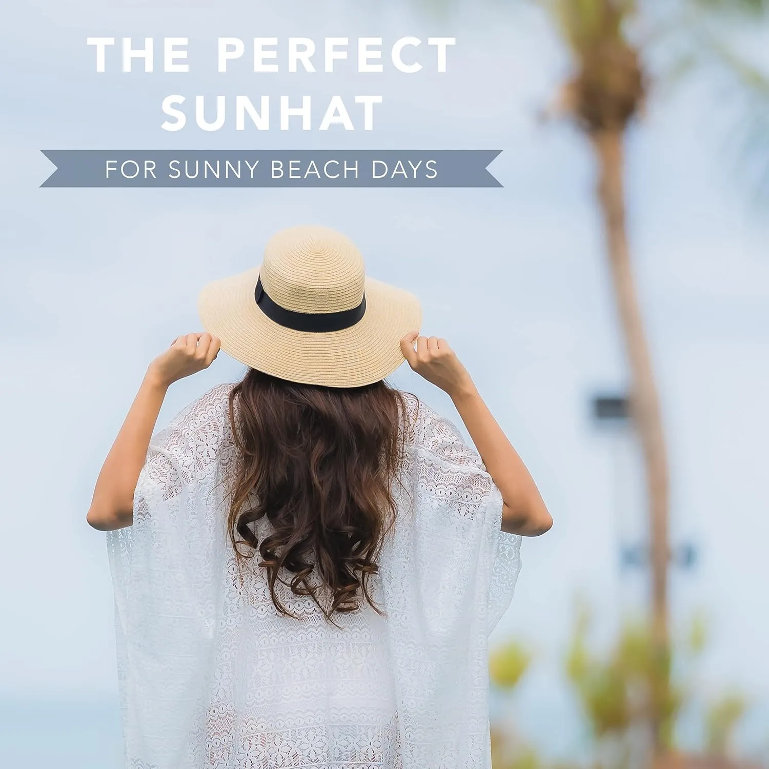 Women Floppy Sun Hat with Wide BrimFoldable Roll-Up Straw Beach Hat UPF 50