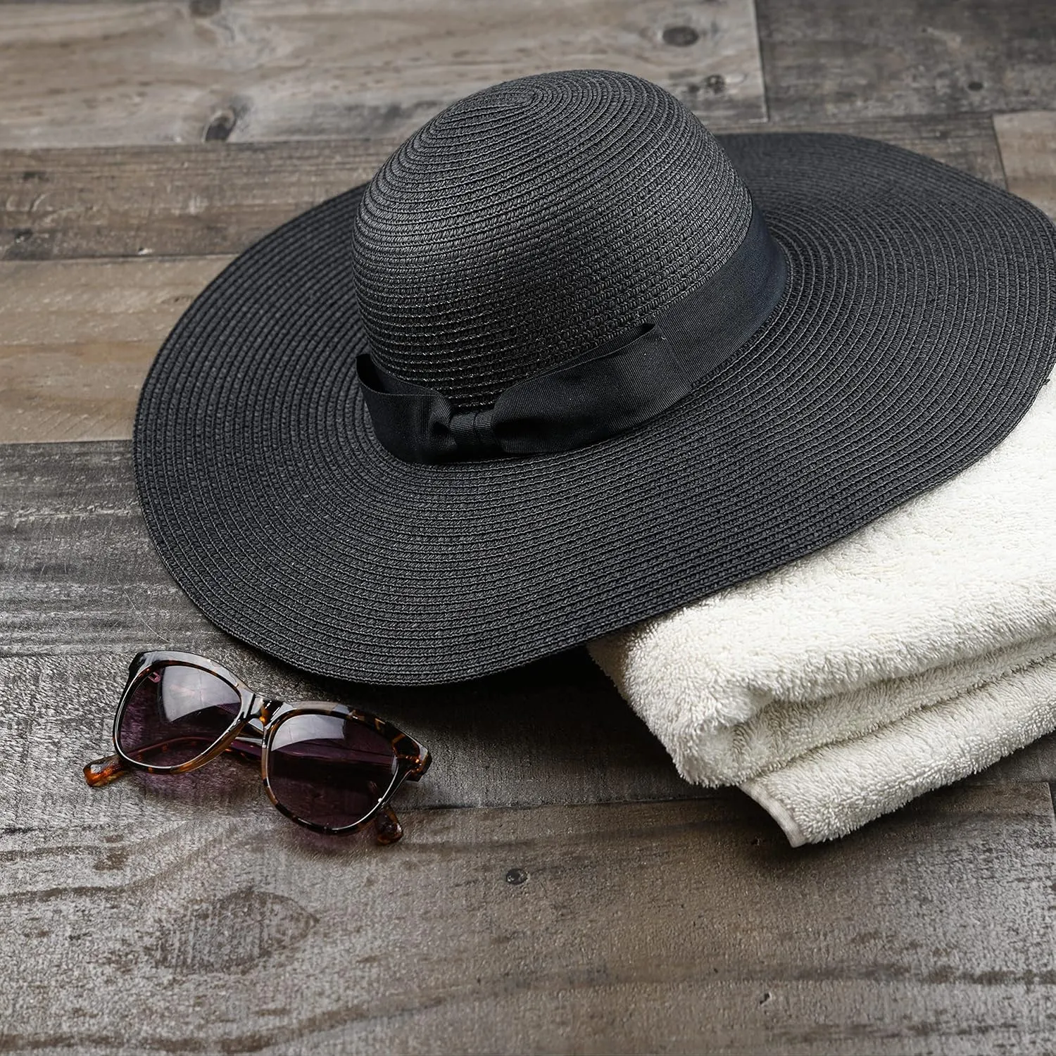 Women Floppy Sun Hat with Wide BrimFoldable Roll-Up Straw Beach Hat UPF 50