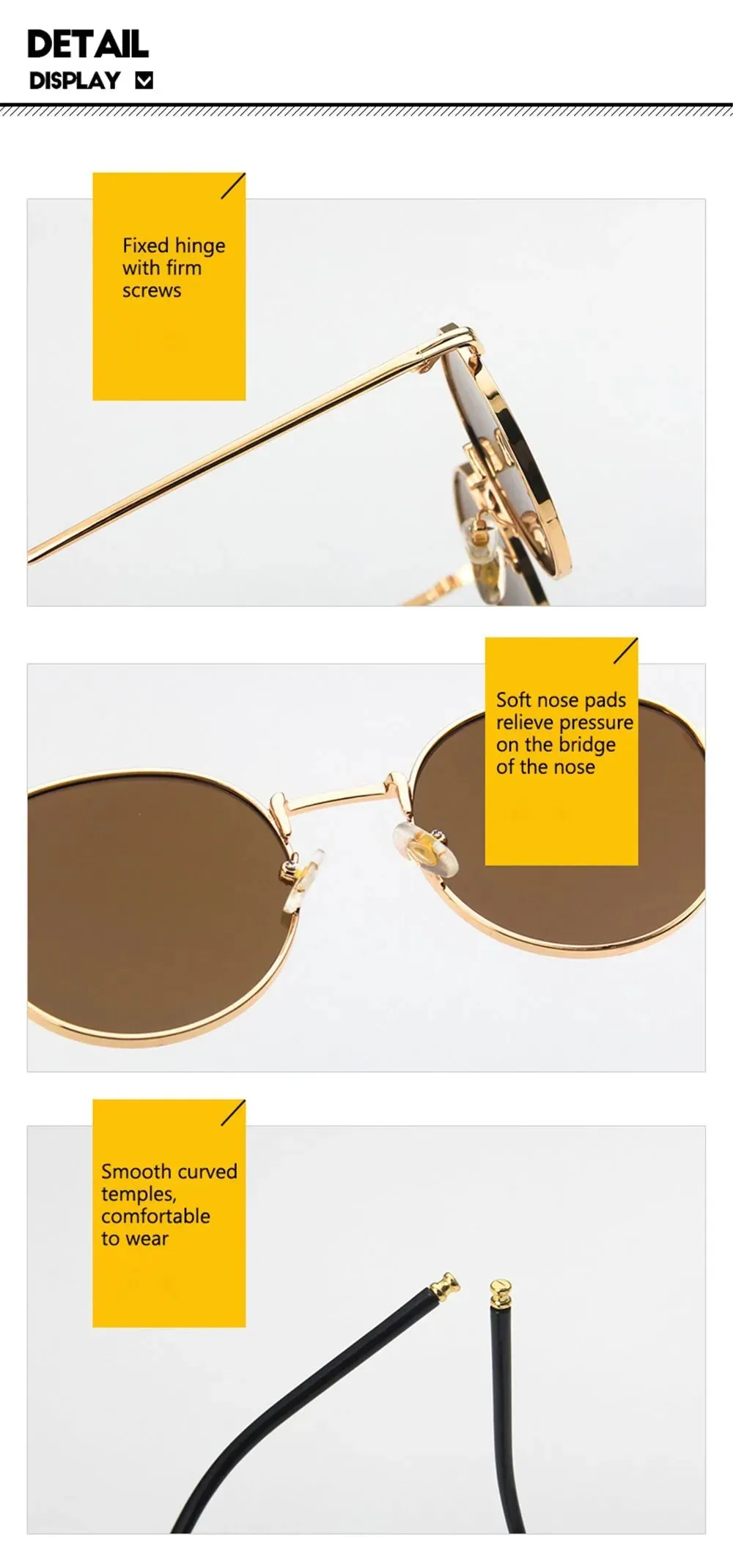Women Men Sunglases Round Sun Glasses Women's Metal Frame Eyewear Fishing Glasses UV400 Shades
