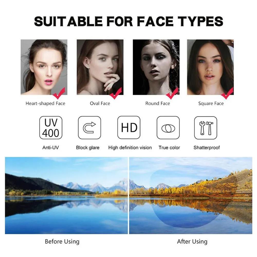 Women Men Sunglases Round Sun Glasses Women's Metal Frame Eyewear Fishing Glasses UV400 Shades