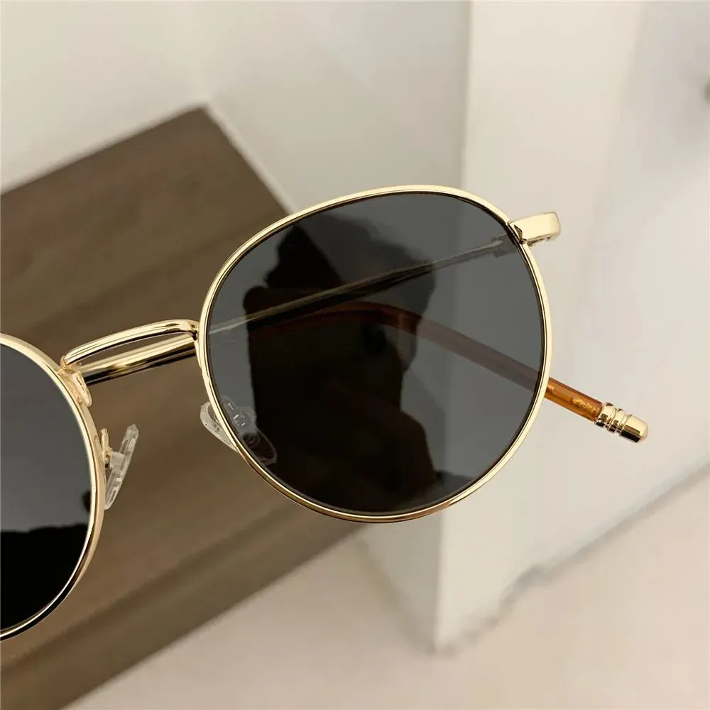 Women Men Sunglases Round Sun Glasses Women's Metal Frame Eyewear Fishing Glasses UV400 Shades
