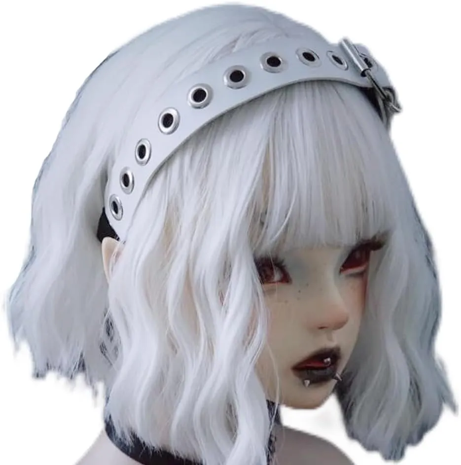 Women Steampunk Spikes PU Leather Gothic Headband