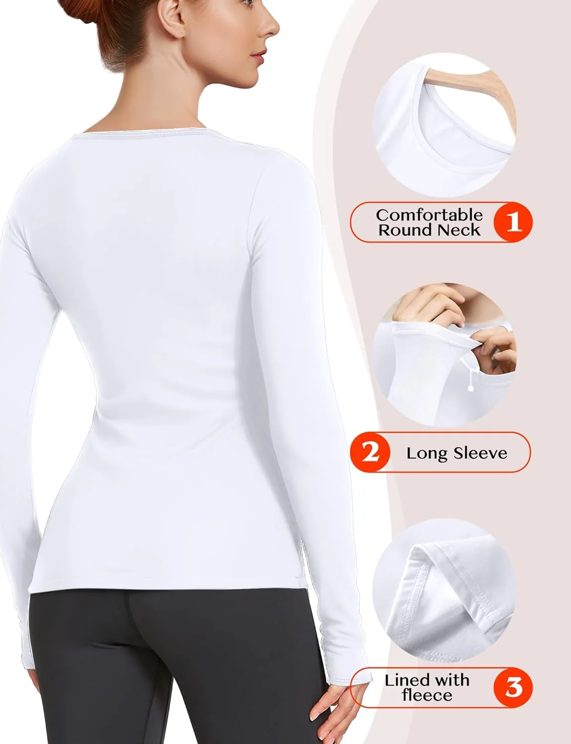 Women's Long Sleeve Thermal Underwear Lightweight Compression Baselayer Shirt Women Clothing Premium Comfort Winter Tops