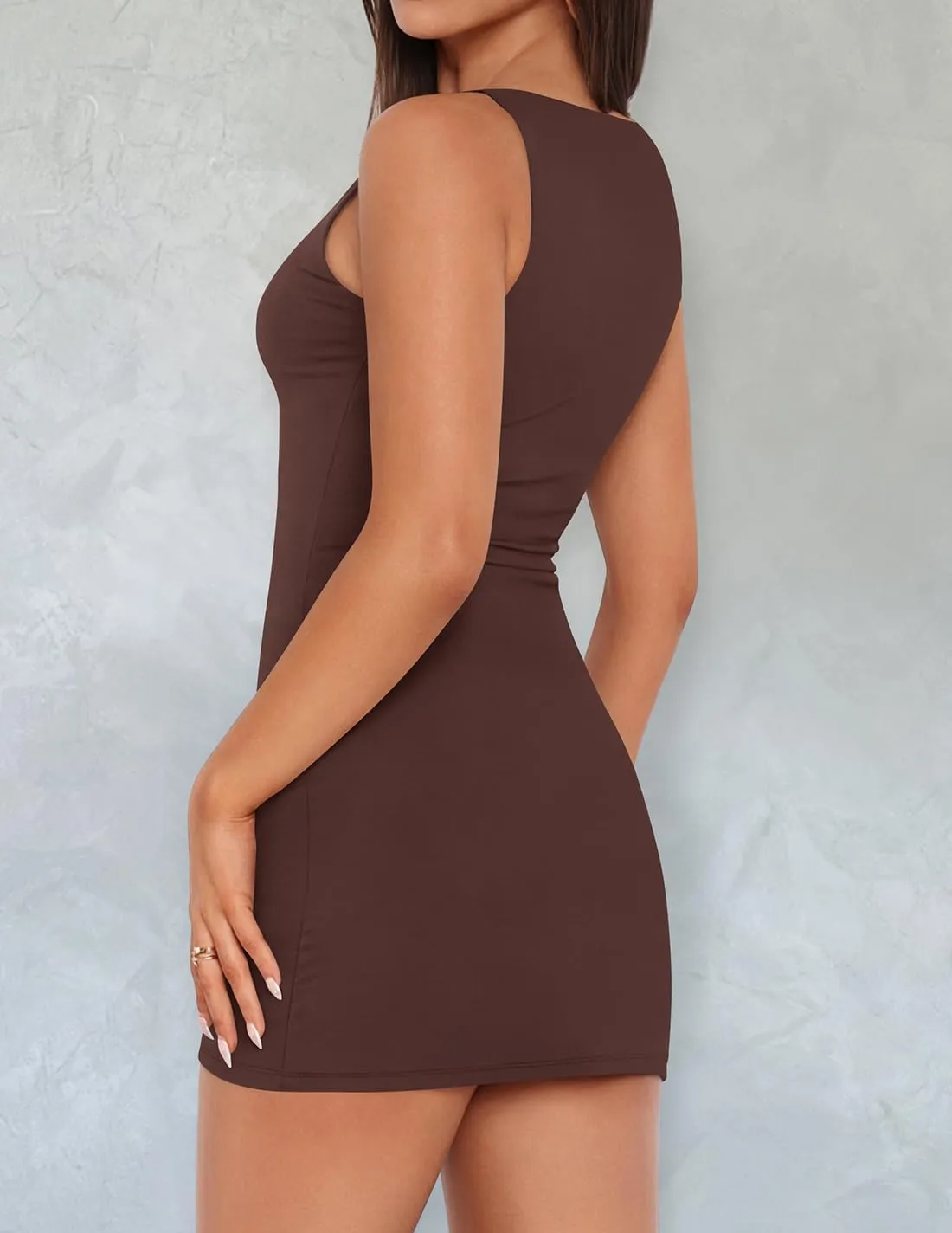 ZESICA Women's 2025 Summer Double Lined Mini Bodycon Dress Trendy Fashion Sleeveless Slim Fit Short Dresses